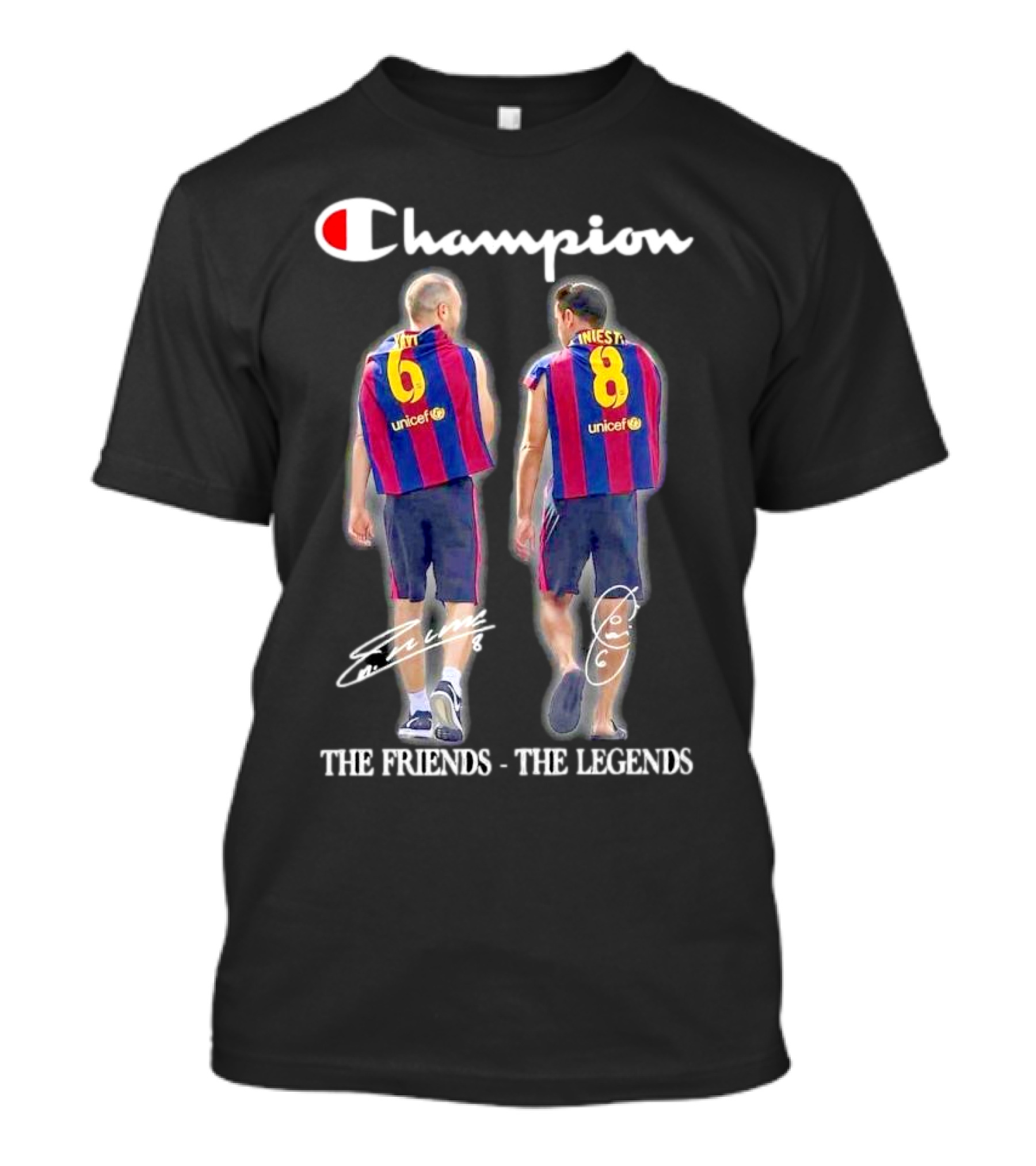 Champion Barcelona Xavi Iniesta The Friends The Legends Signatures T-Shirt