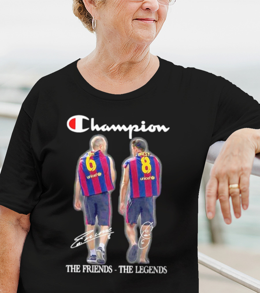 Champion Barcelona Xavi Iniesta The Friends The Legends Signatures T-Shirt