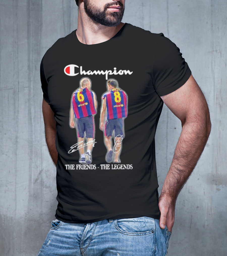 Champion Barcelona Xavi Iniesta The Friends The Legends Signatures T-Shirt