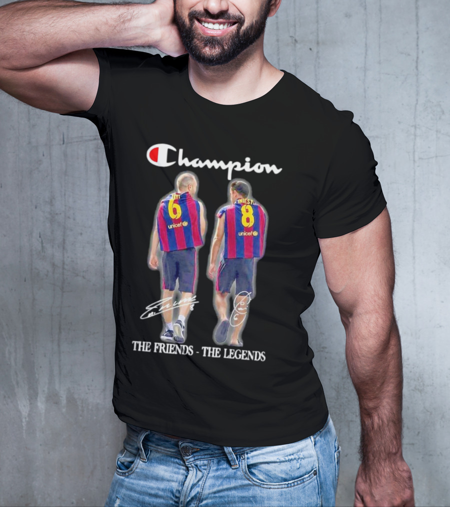 Champion Barcelona Xavi Iniesta The Friends The Legends Signatures T-Shirt
