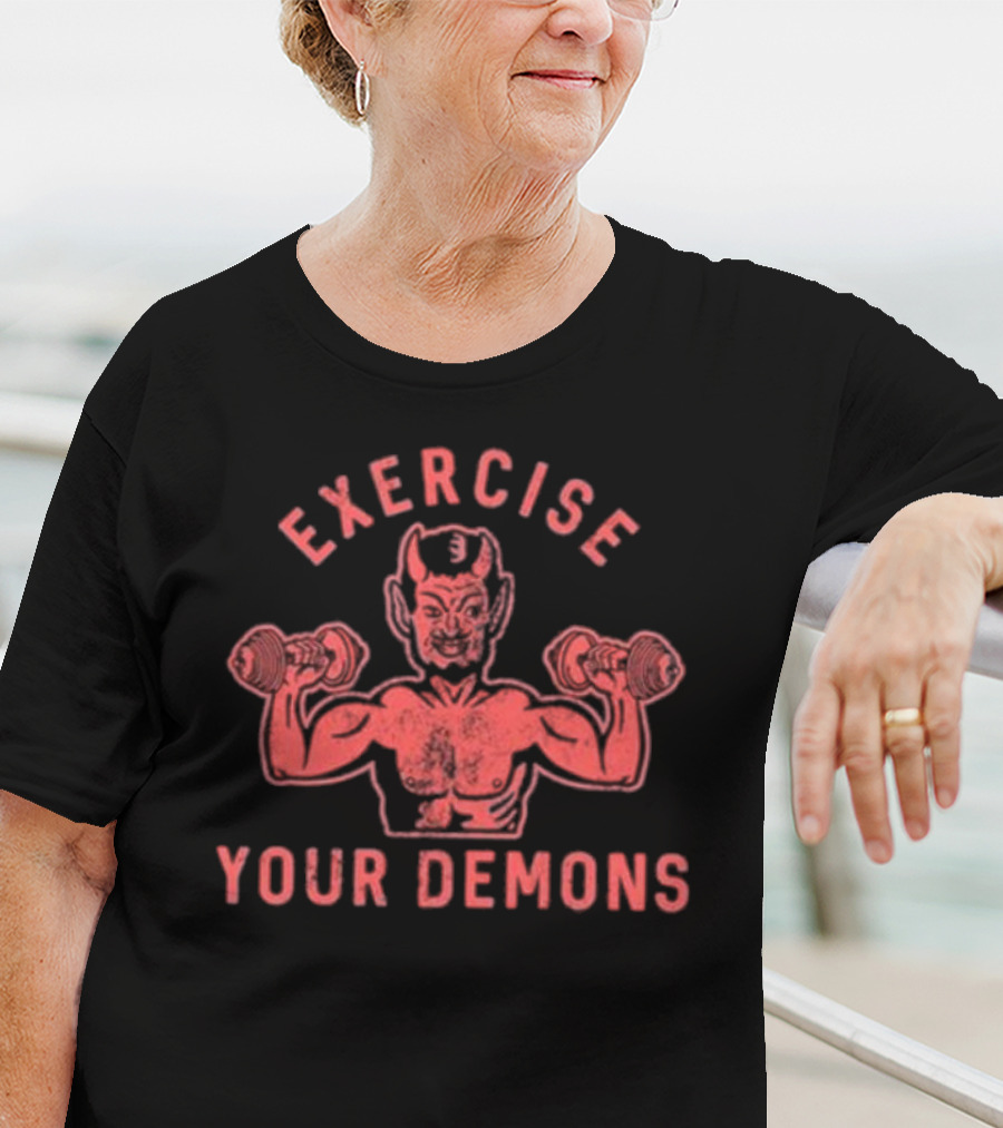 Ethan Buck Exercise Your Demons Devil Dumbbells T-Shirt
