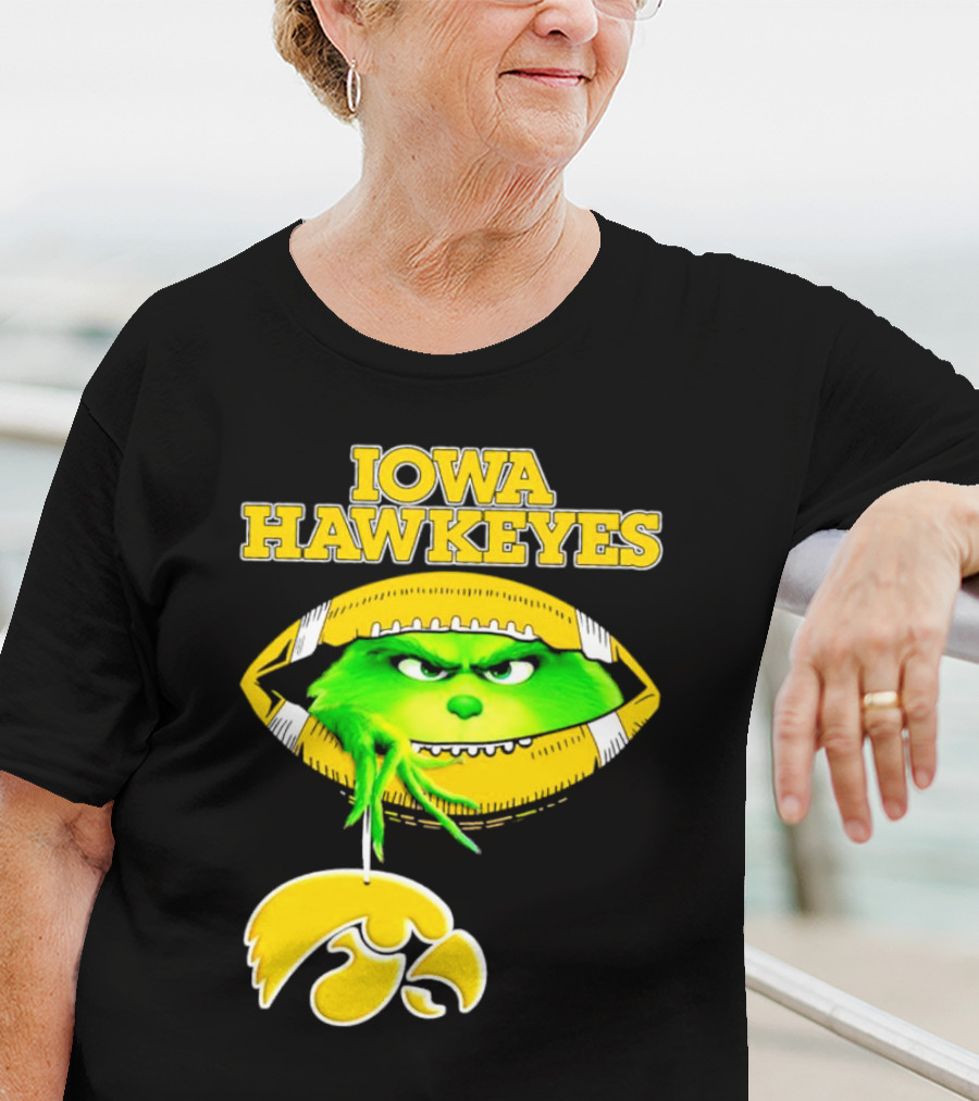 Iowa Hawkeyes Grinch Football Christmas T-Shirt