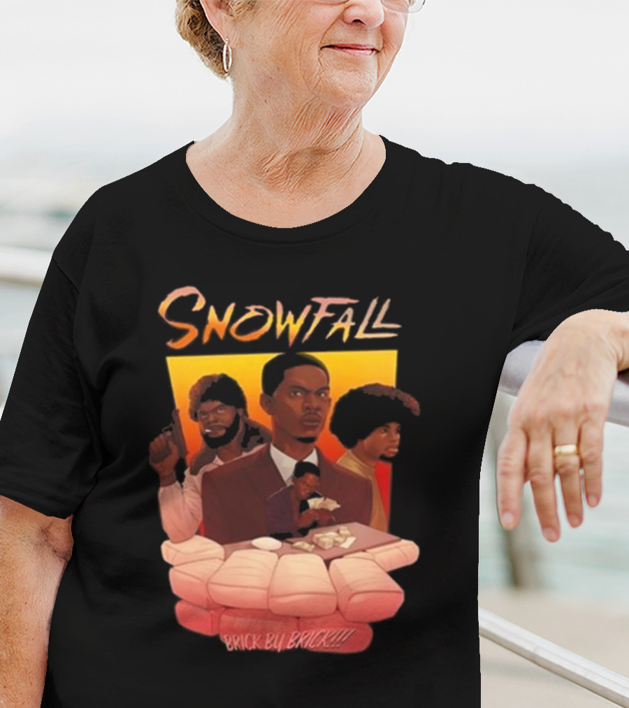 Snowfall Brick By Brick Retro Art Character Collage T-Shirt