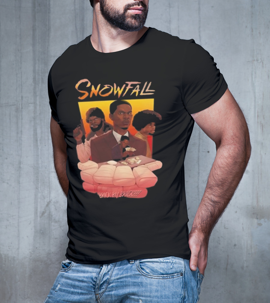 Snowfall Brick By Brick Retro Art Character Collage T-Shirt