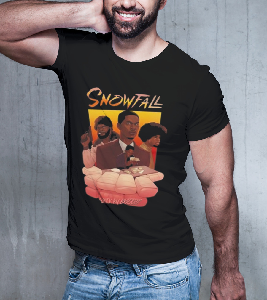 Snowfall Brick By Brick Retro Art Character Collage T-Shirt