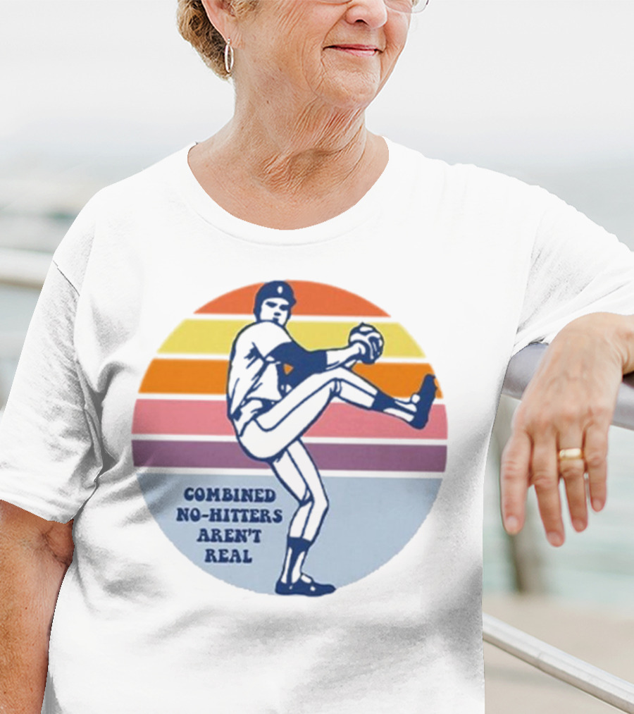 Combined No-Hitters Aren’t Real Vintage Baseball Pitcher Retro Stripes T-Shirt