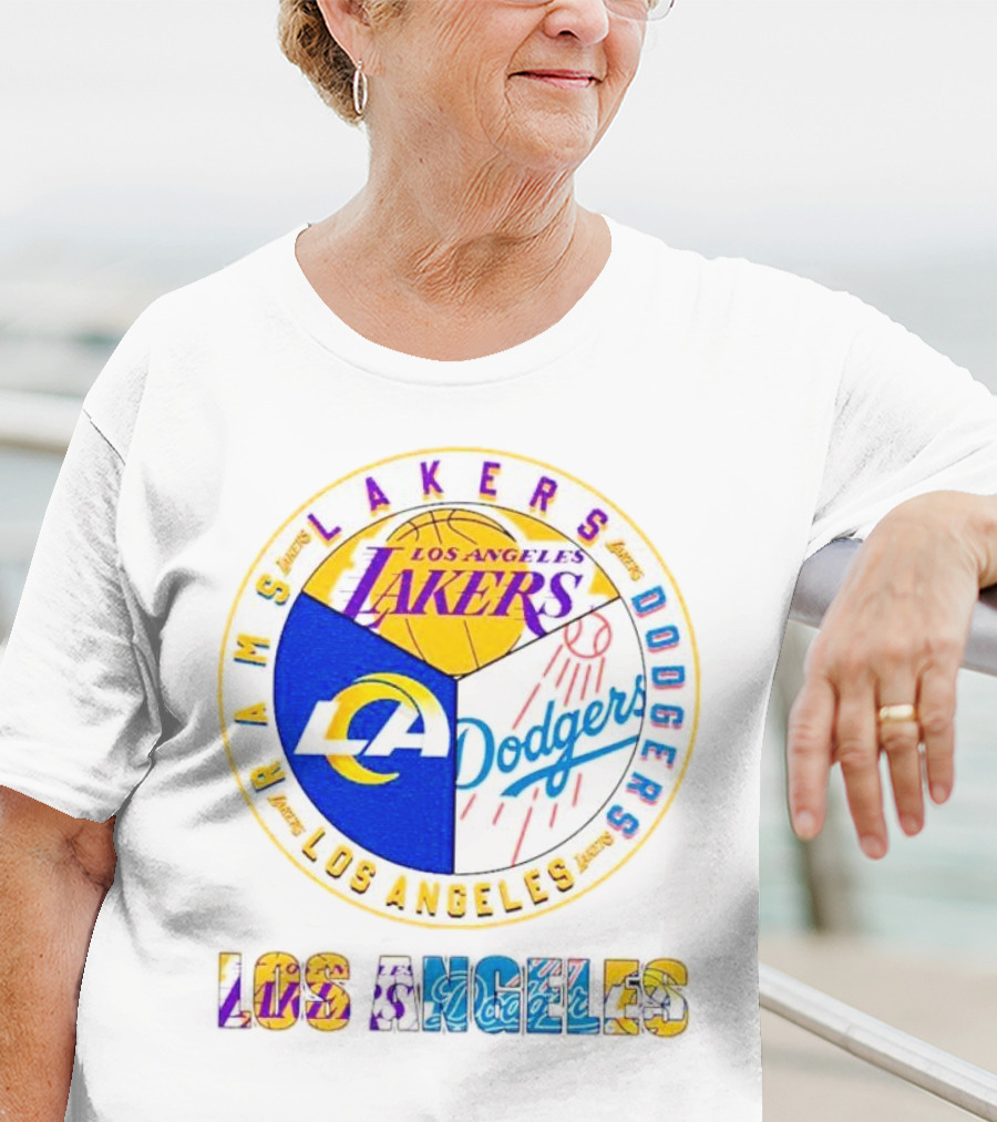 Los Angeles Rams Lakers Dodgers Circle Mashup T-Shirt