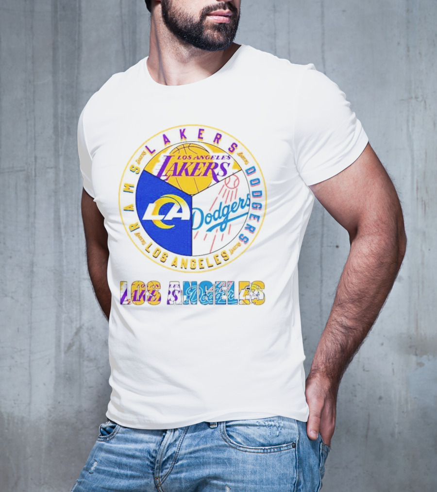 Los Angeles Rams Lakers Dodgers Circle Mashup T-Shirt