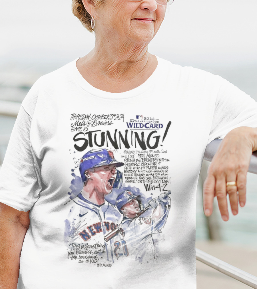 Pete Alonso New York Mets Game 3 Wild Card Series Stunning Win 4-2 T-Shirt