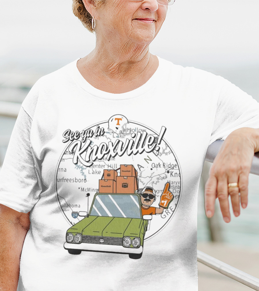 See Ya In Knoxville Tennessee Volunteers Football Fan Map T-Shirt