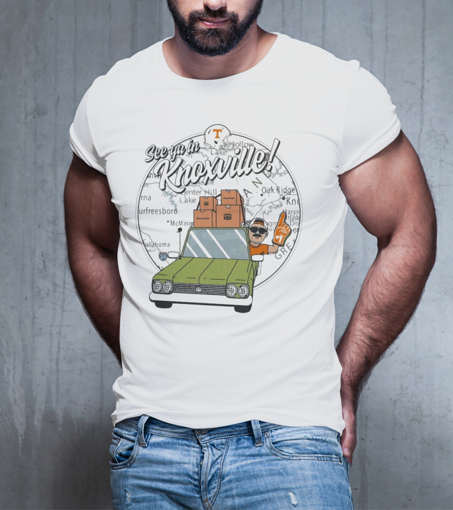 See Ya In Knoxville Tennessee Volunteers Football Fan Map T-Shirt