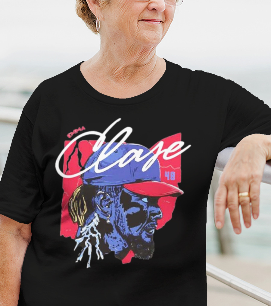 Emmanuel Clase Cleveland Guardians 48 Lightning Signature T-Shirt