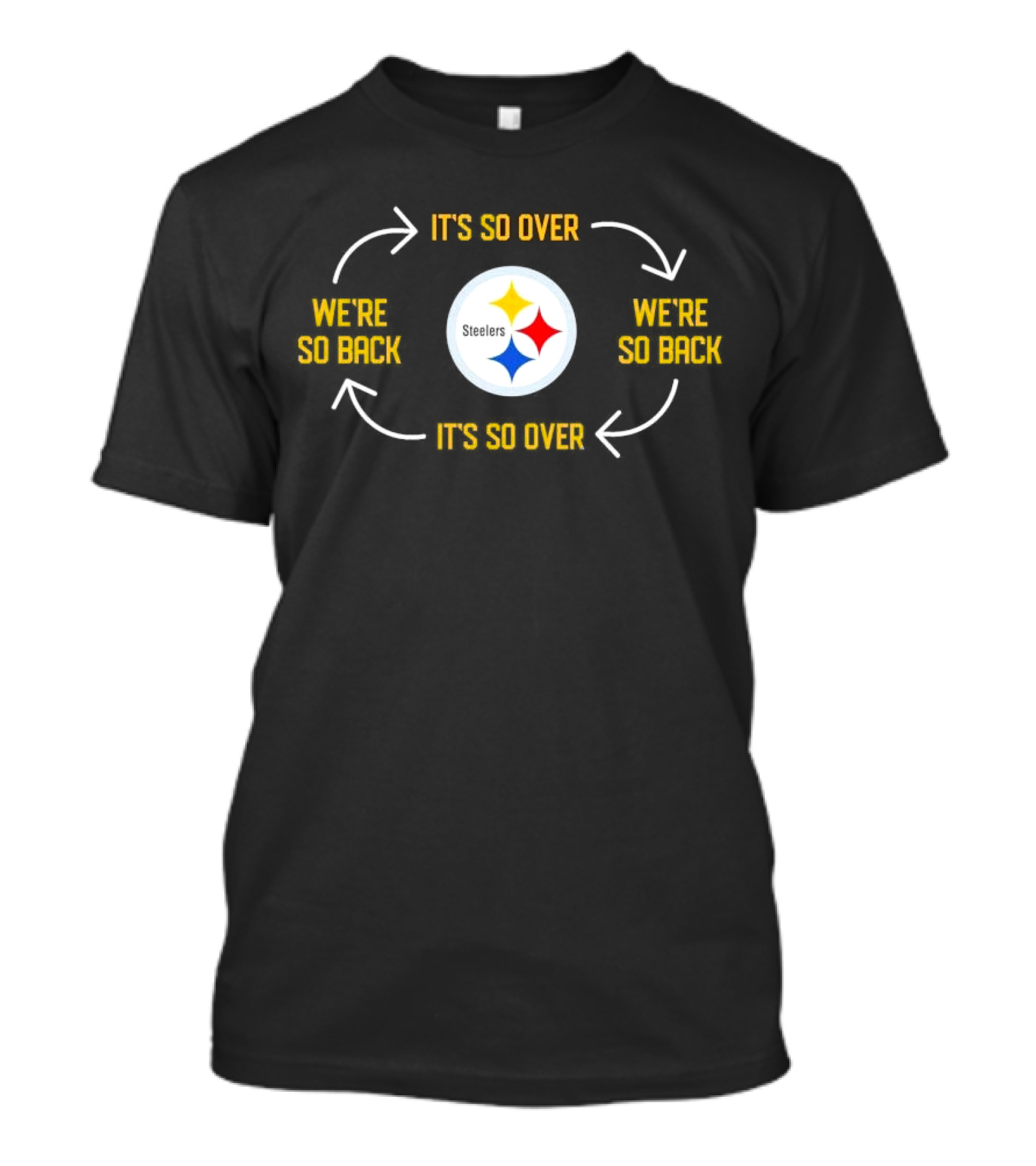 Pittsburgh Steelers It's So Over We're So Back Cycle Arrow T-Shirt