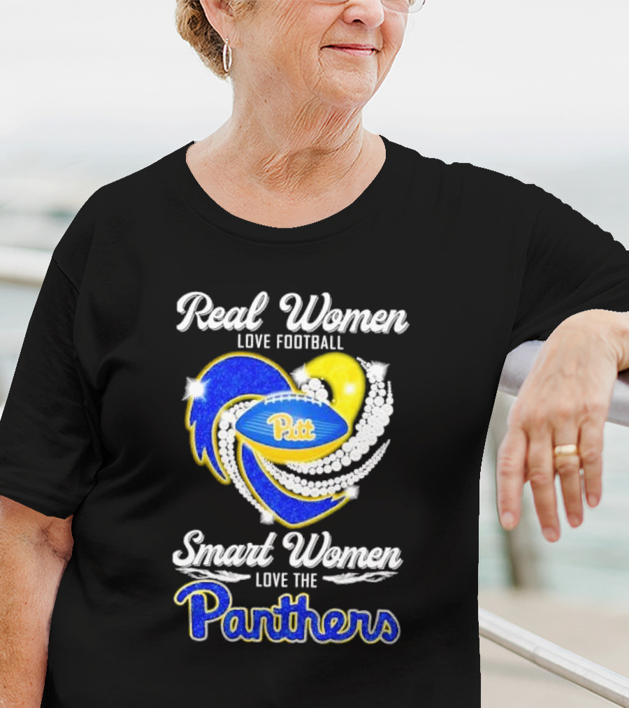 Real Women Love Football Smart Women Love Pitt Panthers T-Shirt
