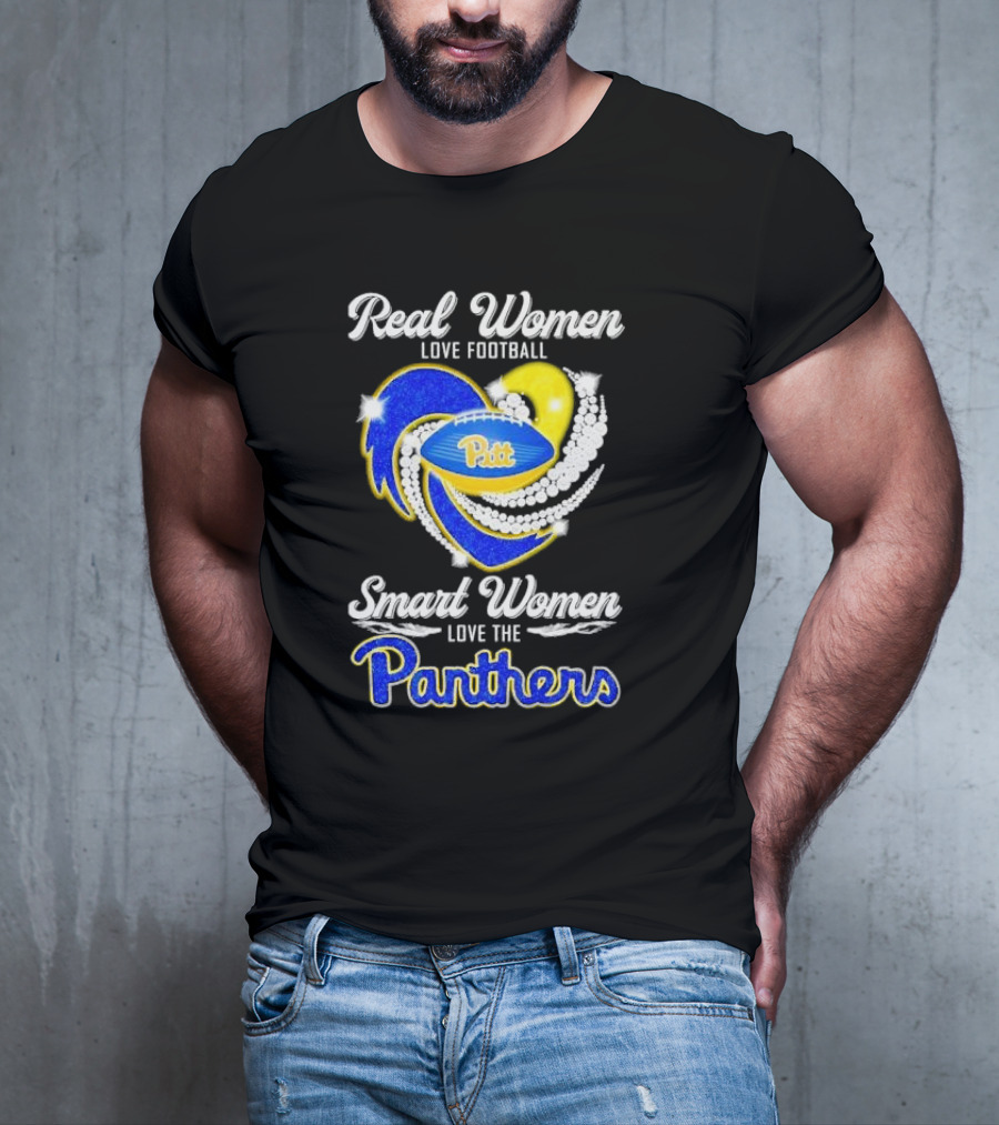 Real Women Love Football Smart Women Love Pitt Panthers T-Shirt