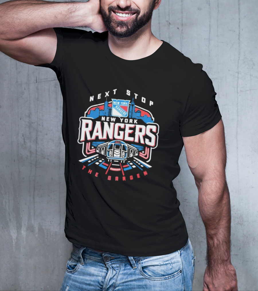 New York Rangers Subway Journey Next Stop The Garden Skyline T-Shirt