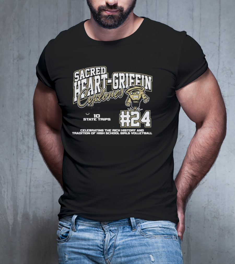 Sacred Heart-Griffin Cyclones #24 1287 Program Wins 10 State Trips 3 State Trophies Celebrating The Rich History And Tradition Of High School Girls Volleyball T-Shirt