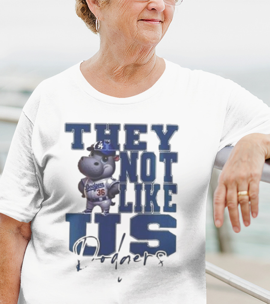 THEY NOT LIKE US Dodgers Moo Deng X Los Angeles Dodgers T-Shirt