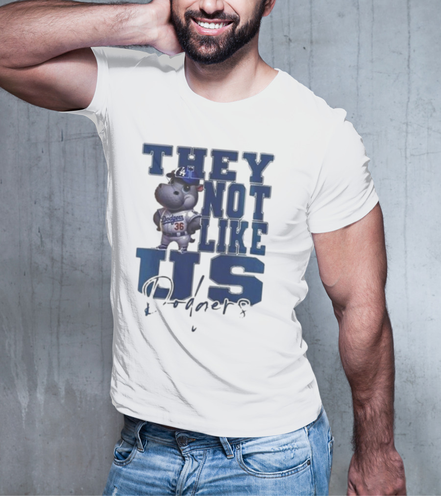 THEY NOT LIKE US Dodgers Moo Deng X Los Angeles Dodgers T-Shirt