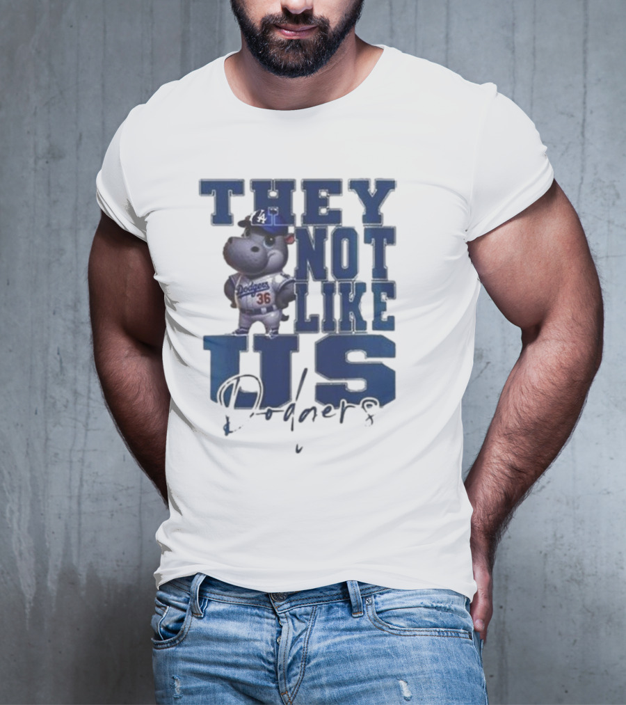 THEY NOT LIKE US Dodgers Moo Deng X Los Angeles Dodgers T-Shirt