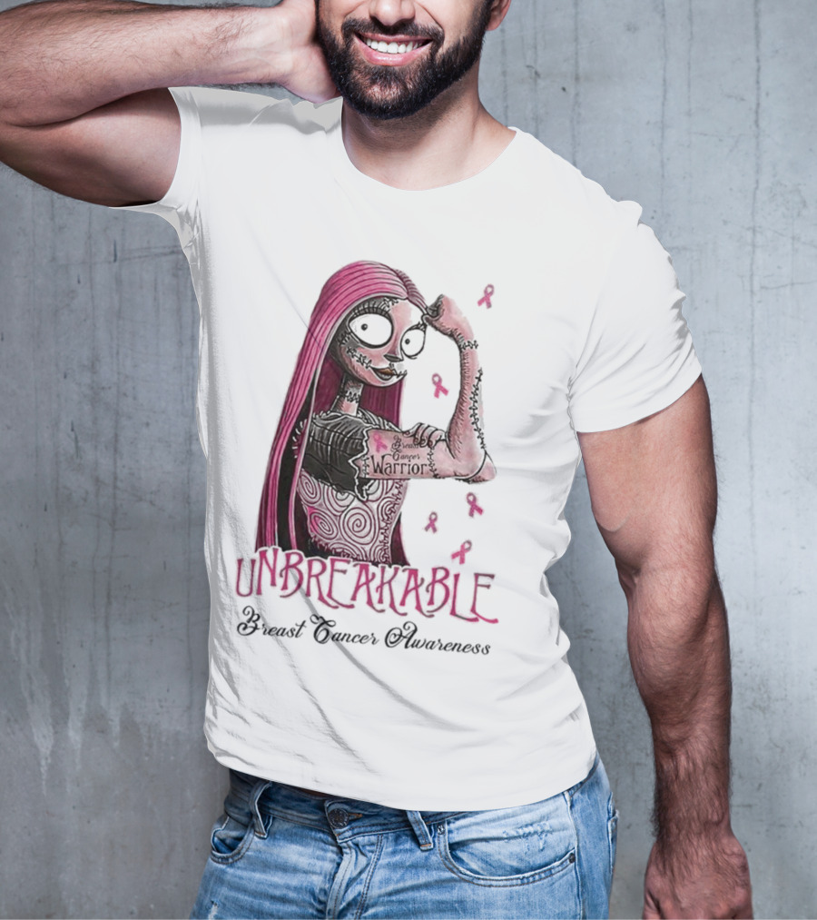 The Nightmare Before Christmas Sally Unbreakable Breast Cancer Awareness Warrior T-Shirt