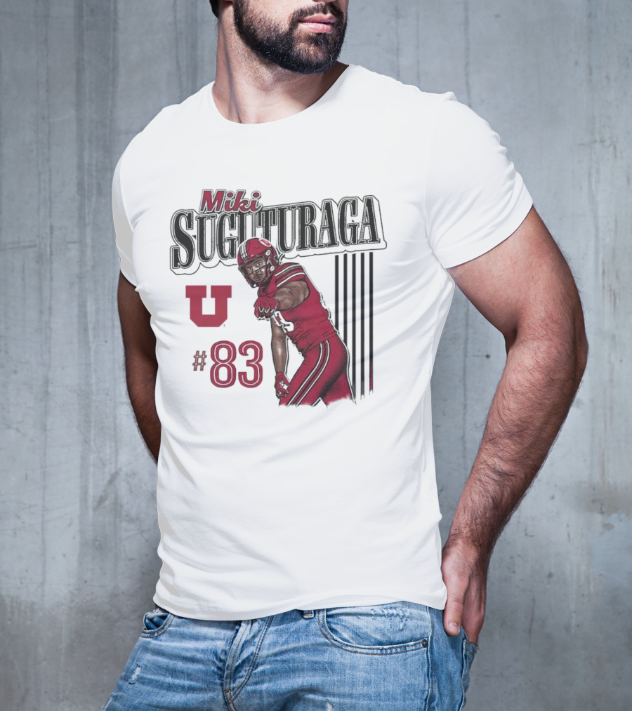Miki Suguturaga Utah Utes #83 Football Cartoon Player T-Shirt