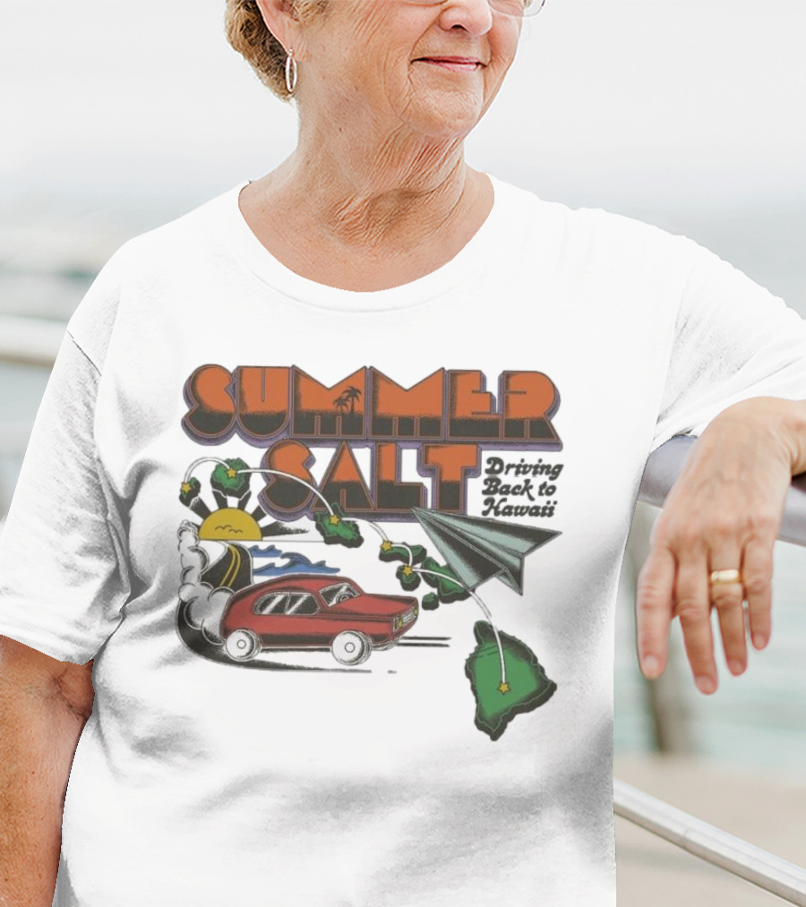 Summer Salt Driving Back To Hawaii Paper Airplane Car Island Tour T-Shirt