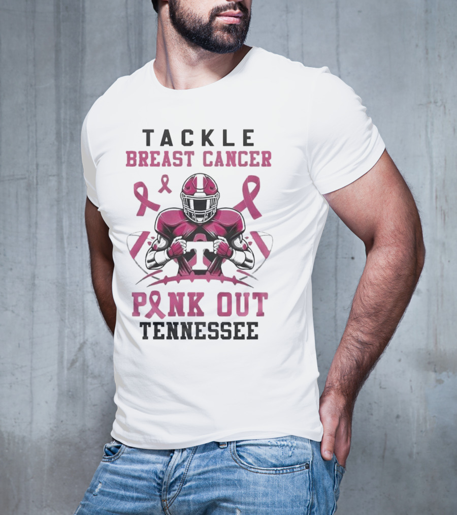Tackle Breast Cancer Pink Out Tennessee Football T-Shirt