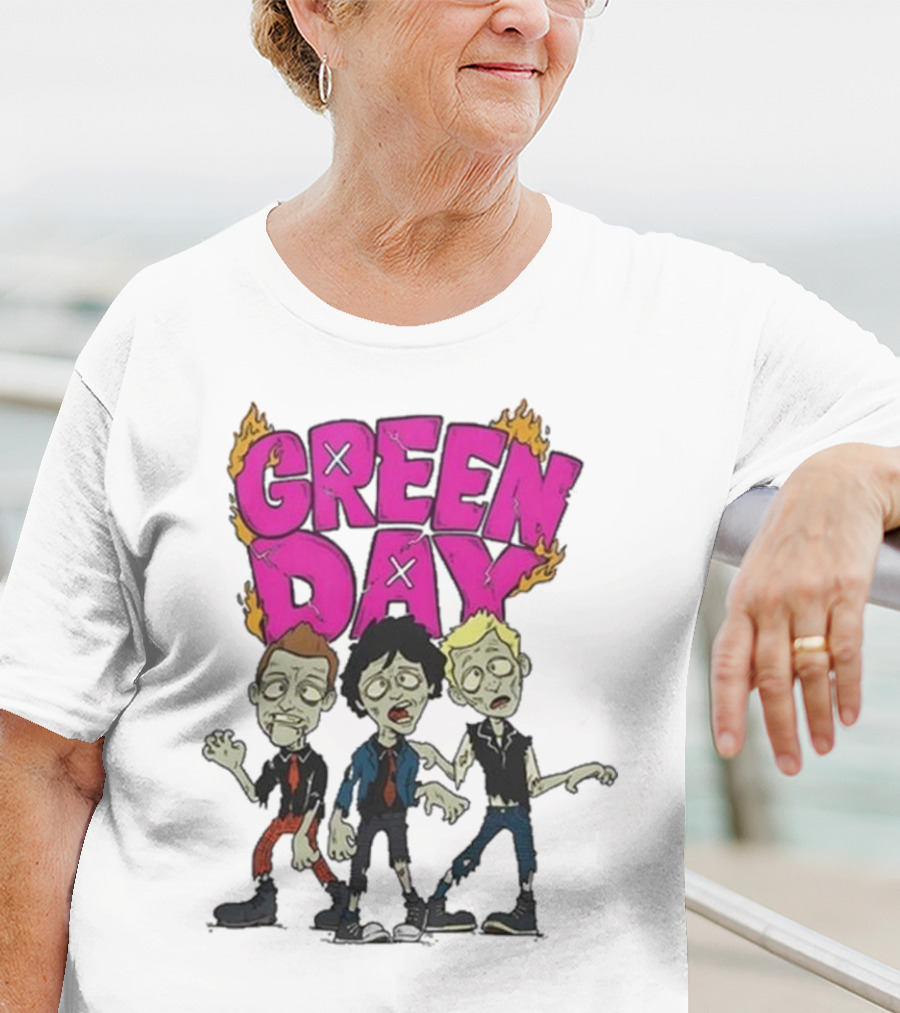 Green Day Zombie Band Cartoon Characters T-Shirt