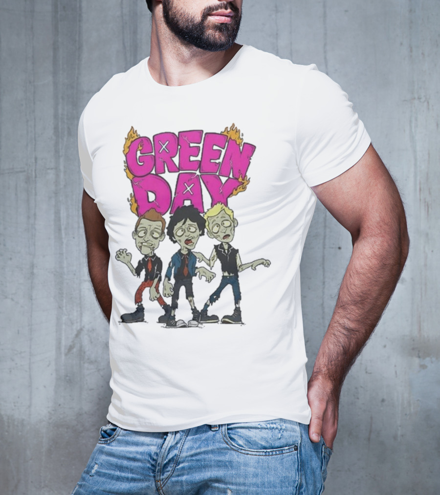Green Day Zombie Band Cartoon Characters T-Shirt