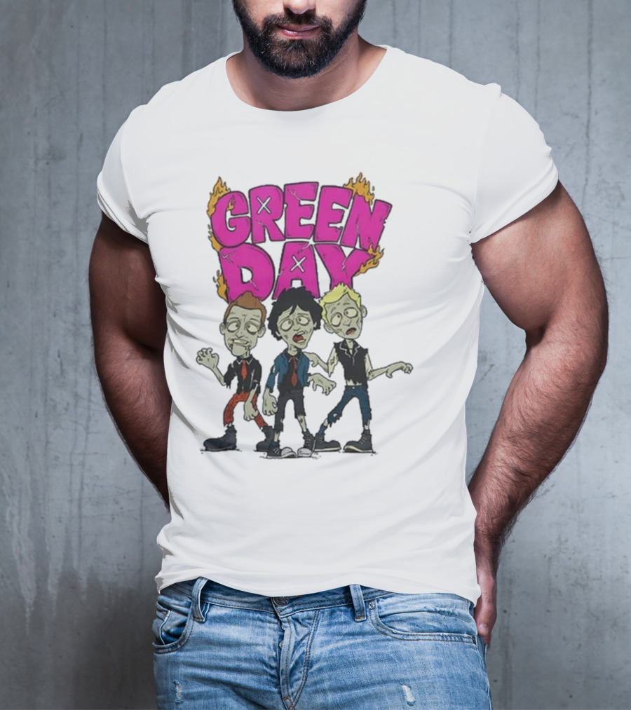 Green Day Zombie Band Cartoon Characters T-Shirt