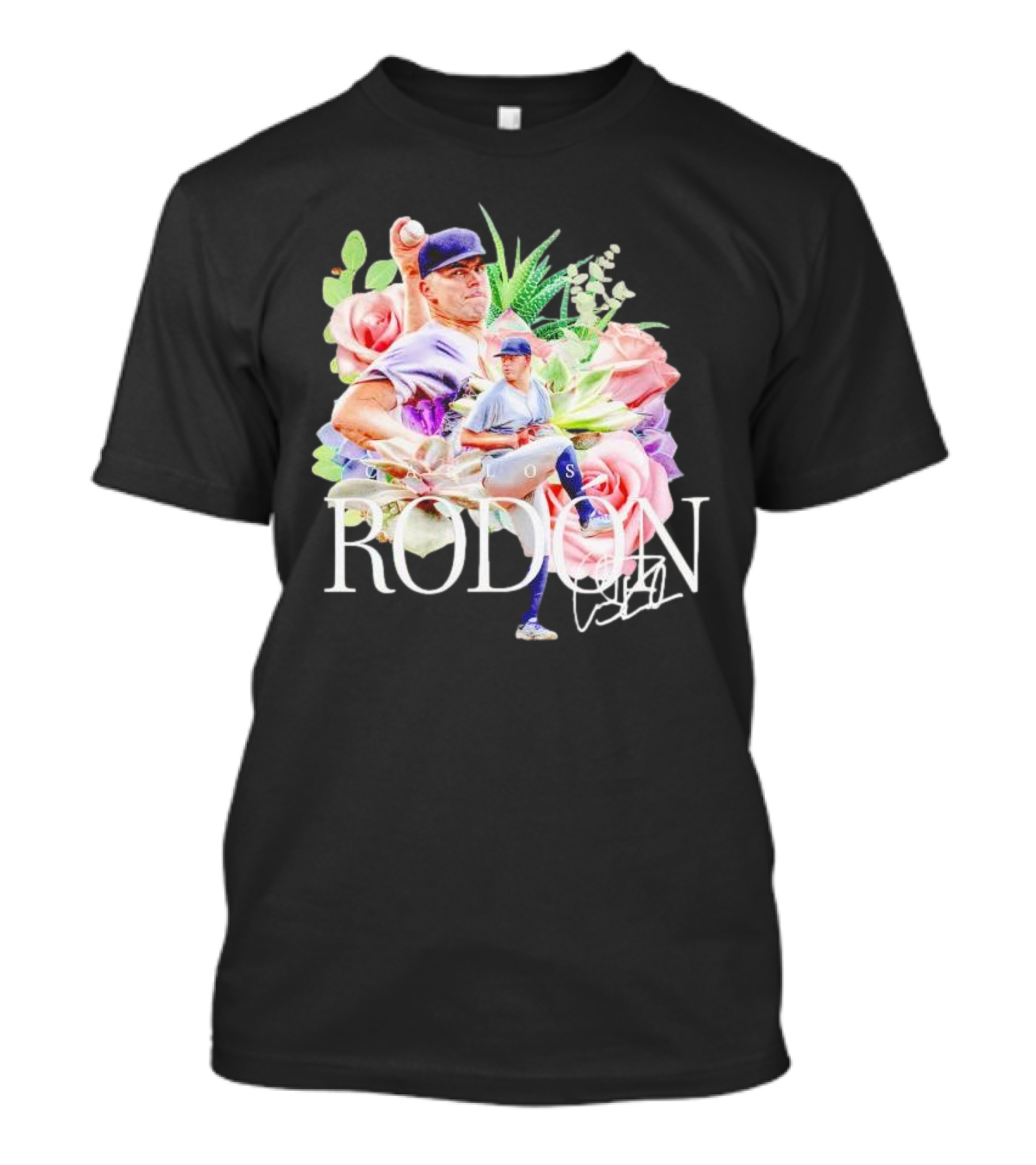 Carlos Rodón New York Yankees Floral Signature Baseball T-Shirt