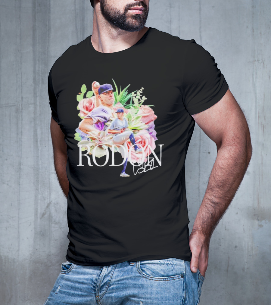 Carlos Rodón New York Yankees Floral Signature Baseball T-Shirt