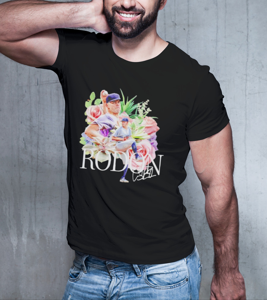 Carlos Rodón New York Yankees Floral Signature Baseball T-Shirt
