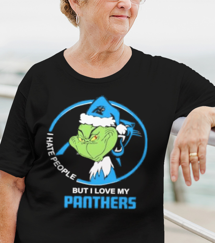 Carolina Panthers Christmas Grinch I Hate People But Love My Panthers T-Shirt