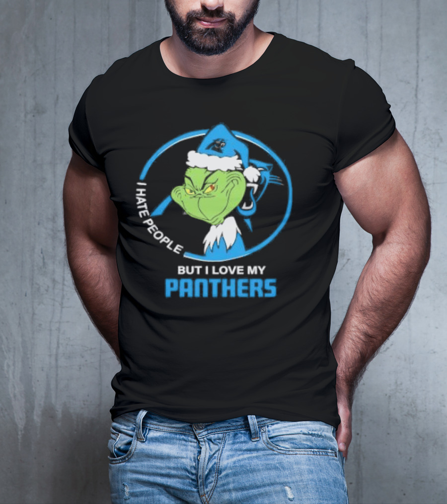 Carolina Panthers Christmas Grinch I Hate People But Love My Panthers T-Shirt