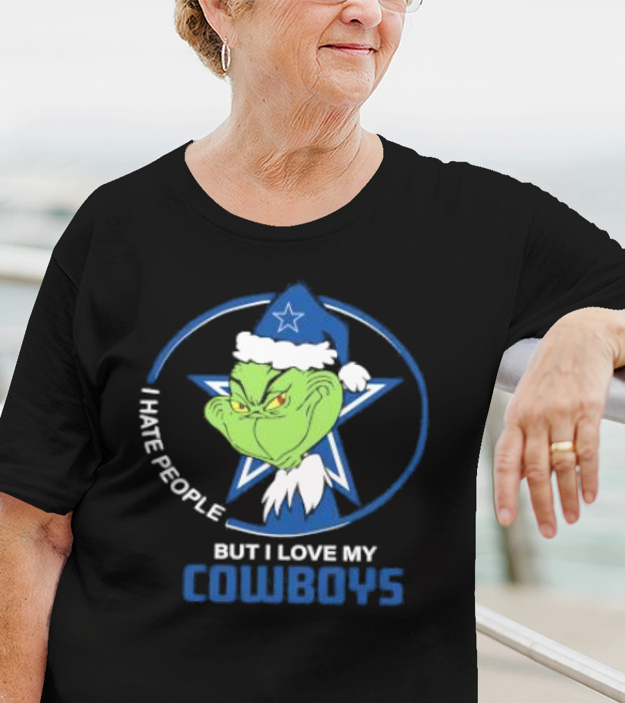 Dallas Cowboys Christmas Grinch I Hate People But I Love My Cowboys T-Shirt