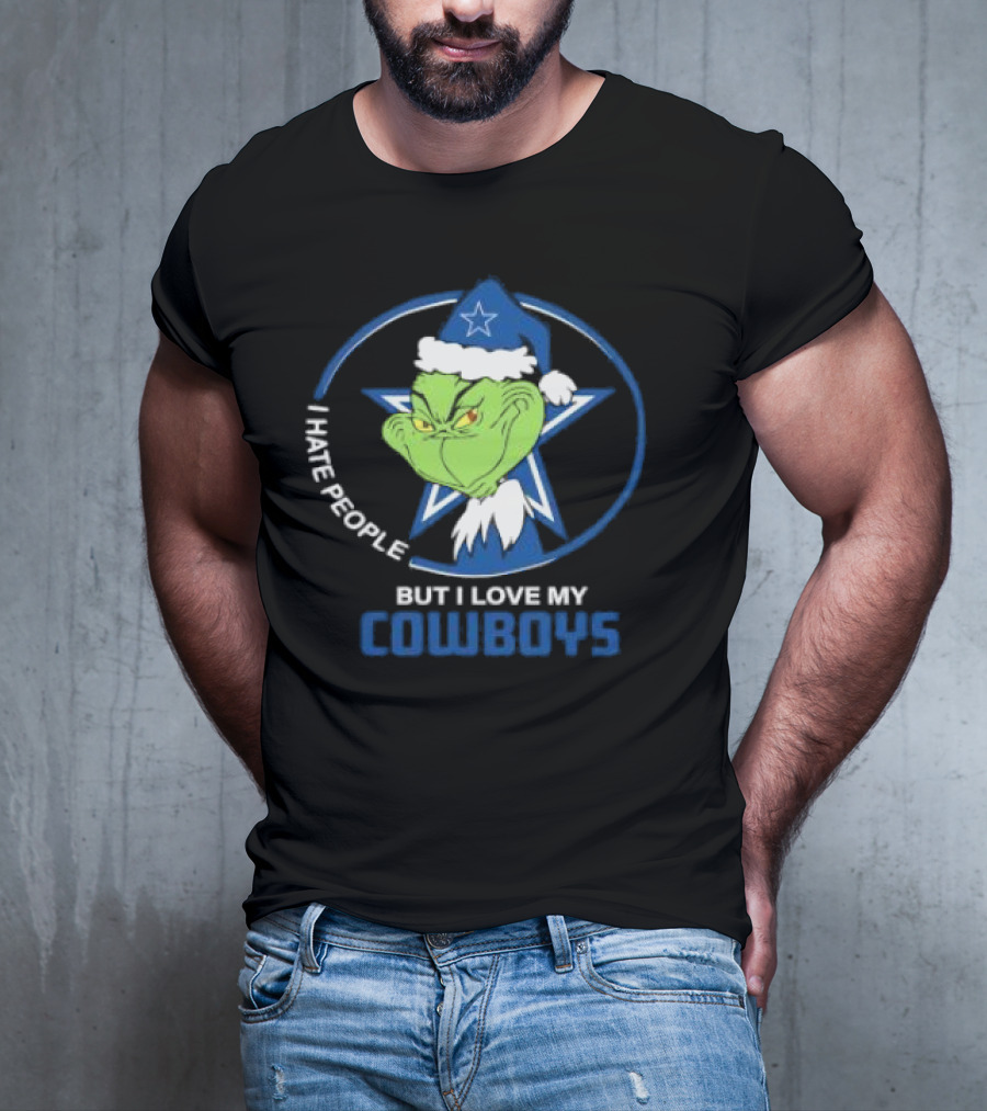 Dallas Cowboys Christmas Grinch I Hate People But I Love My Cowboys T-Shirt