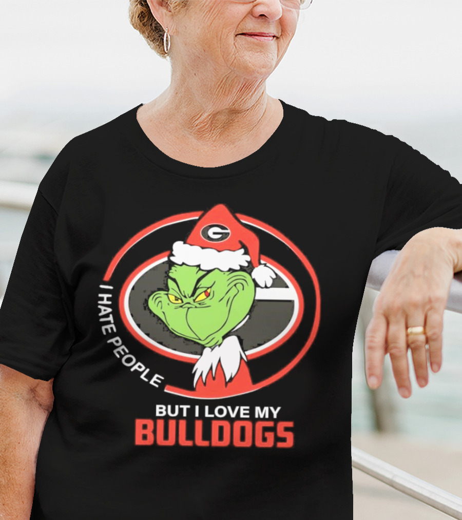 Georgia Bulldogs Christmas Grinch I Hate People But I Love My Bulldogs T-Shirt