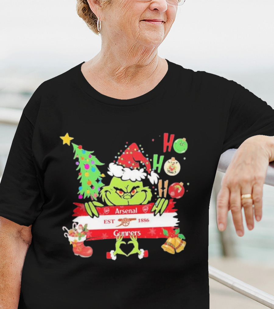 Grinch Ho Ho Ho Arsenal FC EST 1886 Gunners Christmas T-Shirt