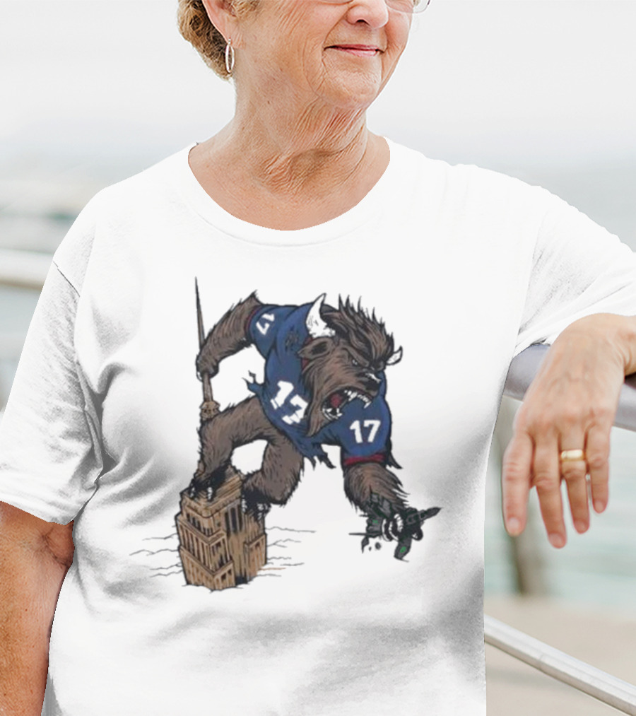 Buffalo Bills King Of New York Mascot Towering Beast Number 17 T-Shirt