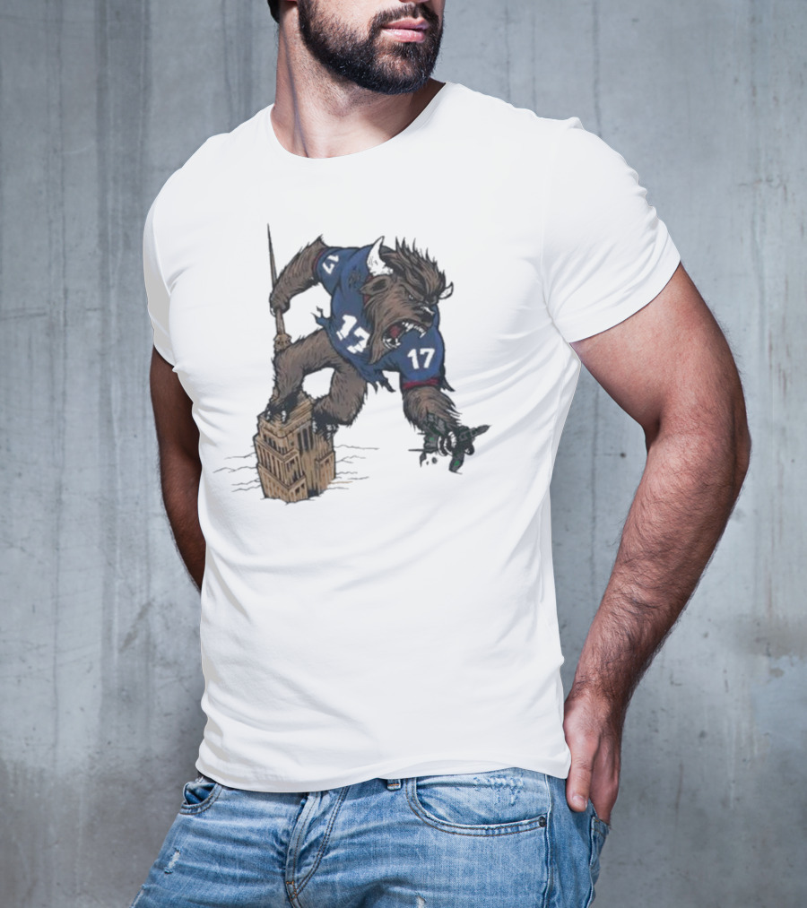 Buffalo Bills King Of New York Mascot Towering Beast Number 17 T-Shirt