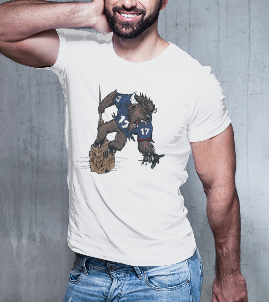 Buffalo Bills King Of New York Mascot Towering Beast Number 17 T-Shirt