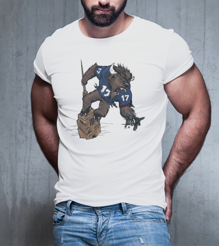 Buffalo Bills King Of New York Mascot Towering Beast Number 17 T-Shirt