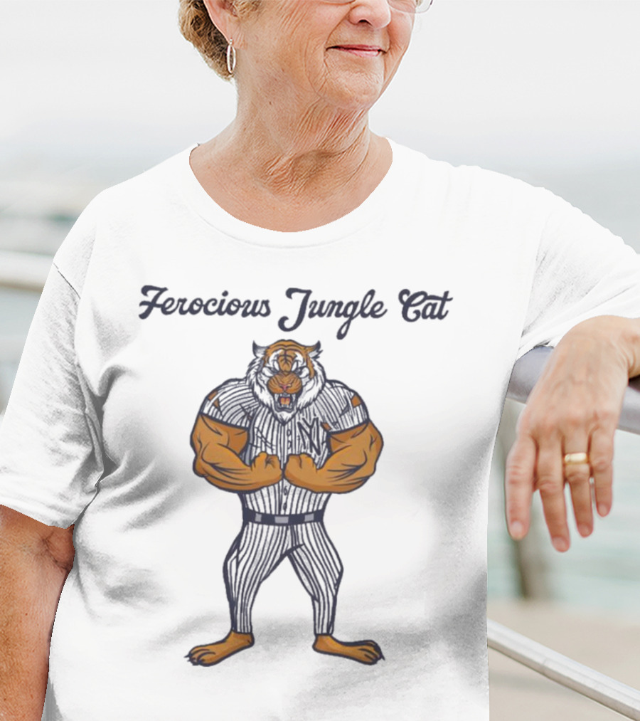 Ferocious Jungle Cat Yankees Tiger Mascot T-Shirt