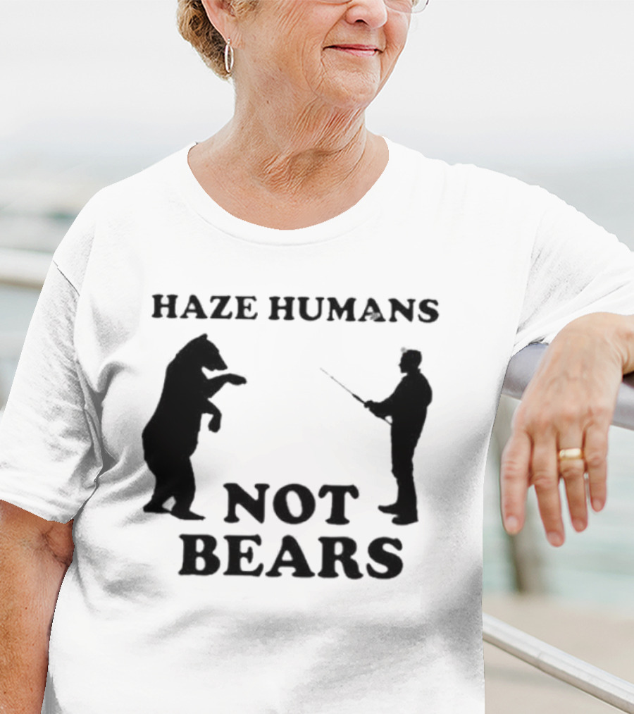 Haze Humans Not Bears Silhouette Of Person And Bear Confrontation T-Shirt