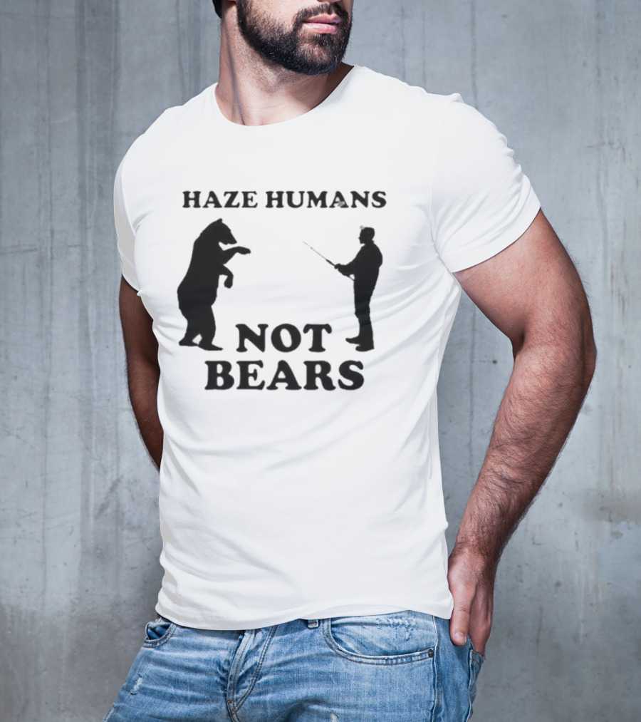 Haze Humans Not Bears Silhouette Of Person And Bear Confrontation T-Shirt