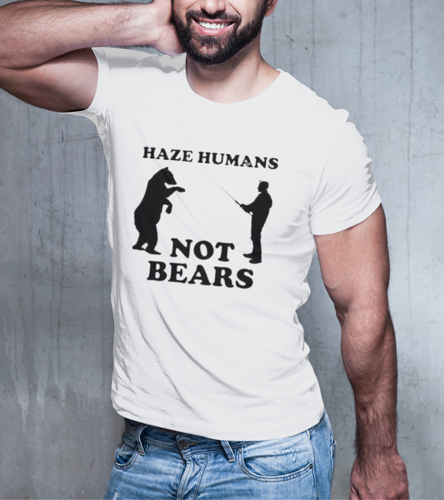 Haze Humans Not Bears Silhouette Of Person And Bear Confrontation T-Shirt