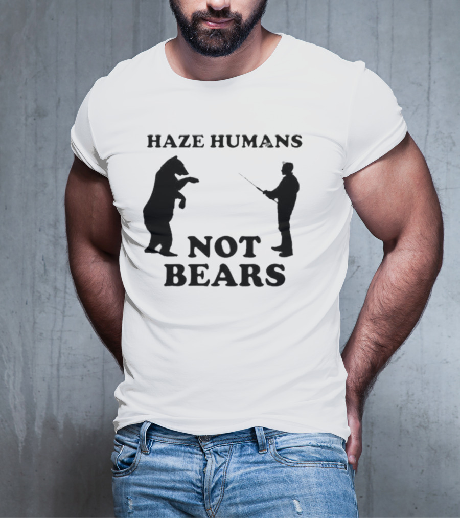 Haze Humans Not Bears Silhouette Of Person And Bear Confrontation T-Shirt