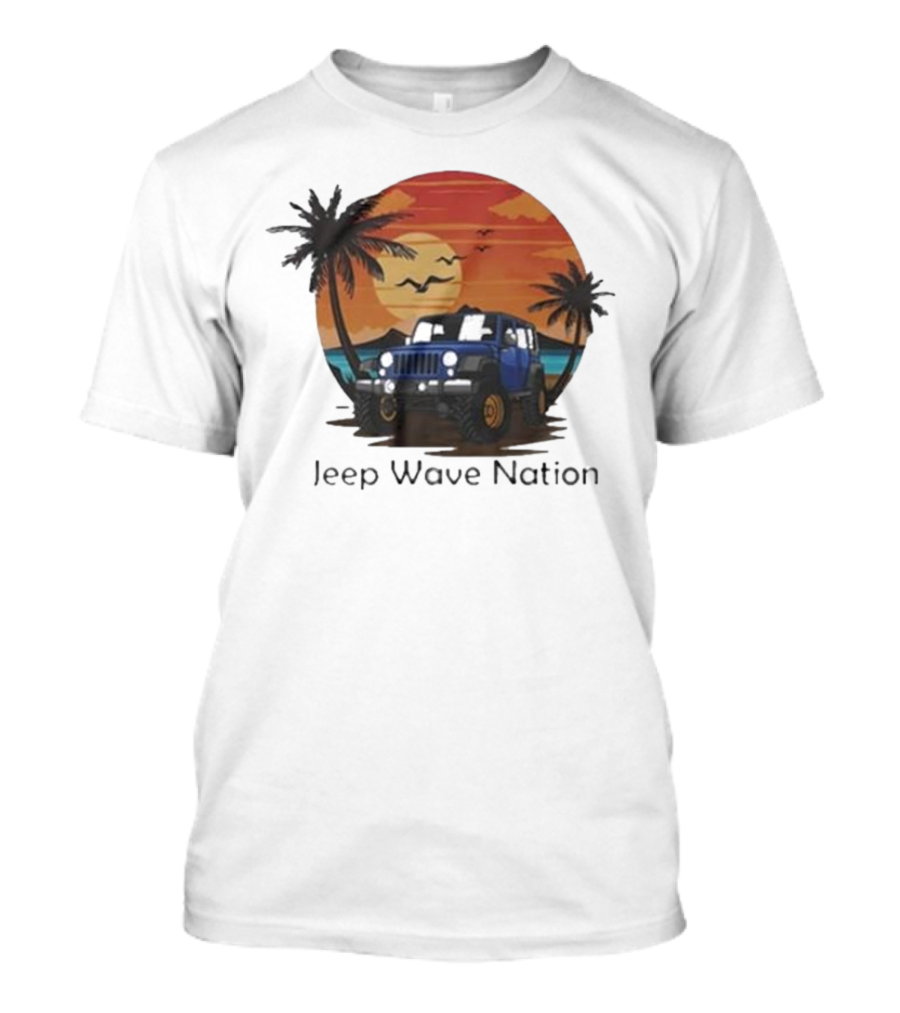 Jeep Wave Nation Vintage Sunset Adventure Scene T-Shirt